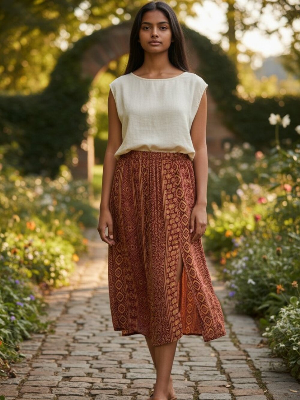 Handmade Indonesian Skirt from Bali - One Size (Fits XS-M) - Boho Tropical